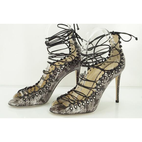 Jimmy Choo Koko Snake Ankle Lace Up Strappy Sandals Size 38.5 NIB Heels $1650 - Picture 8 of 11